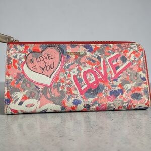 Furla Babylon Pink Multicolor 'LOVE' Zip-Around Wallet